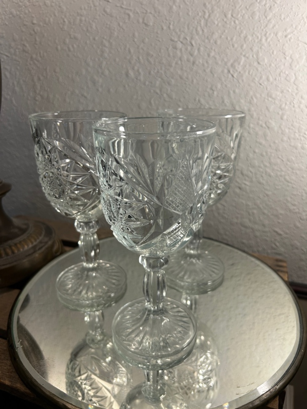 Crystal Cut Wine Goblet - Clear Glass (Set of 3)